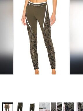 Stella McCartney Adidas Run Tight In Dark Oak & Black camo. zipper ankle size S